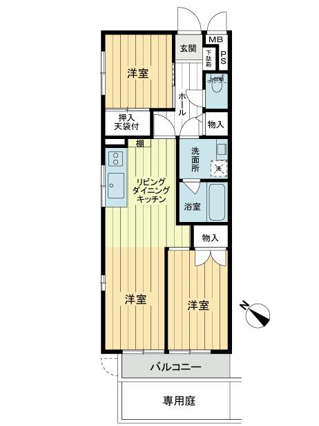 Floor plan. 3DK, Price 10.8 million yen, Occupied area 49.95 sq m , Balcony area 3.54 sq m