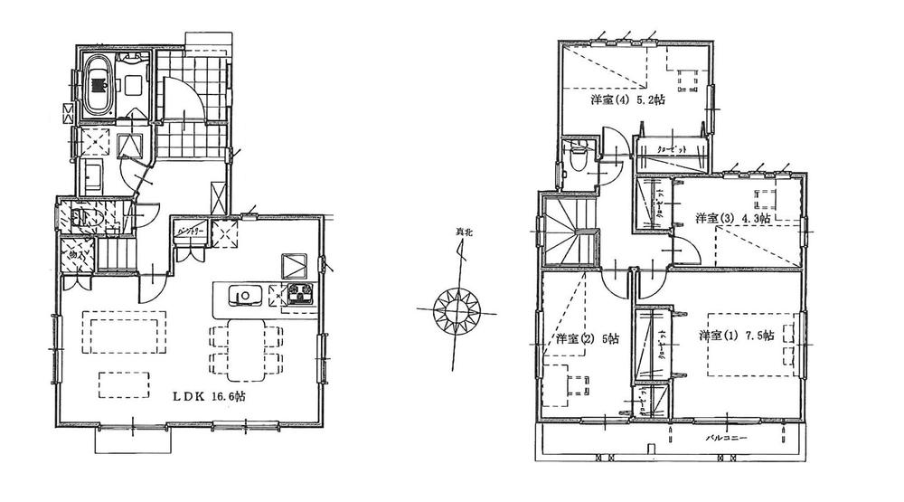 Floor plan. (1 Building), Price 38,800,000 yen, 4LDK, Land area 100.88 sq m , Building area 92.74 sq m