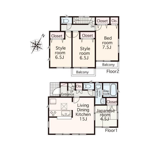 Floor plan. 38,800,000 yen, 4LDK, Land area 152.39 sq m , Building area 92.34 sq m