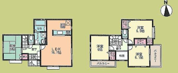Floor plan. (6 Building), Price 37,800,000 yen, 4LDK, Land area 103.21 sq m , Building area 95.84 sq m