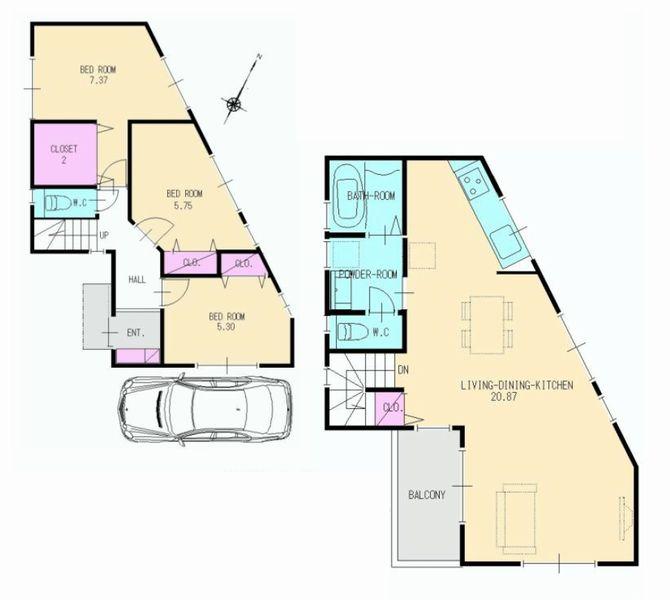 Floor plan. 29,800,000 yen, 3LDK, Land area 128.84 sq m , Building area 91.7 sq m