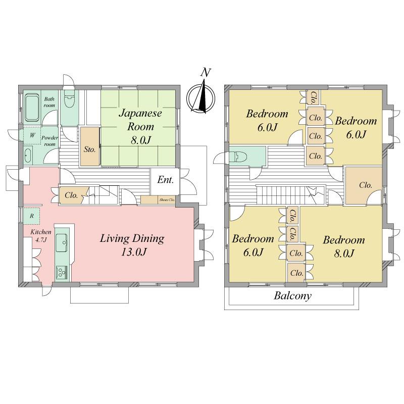 Floor plan. 34,800,000 yen, 5LDK, Land area 191.35 sq m , Building area 135.8 sq m