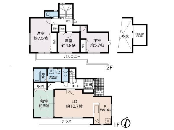 Floor plan. 37,800,000 yen, 4LDK, Land area 125 sq m , Building area 98.32 sq m
