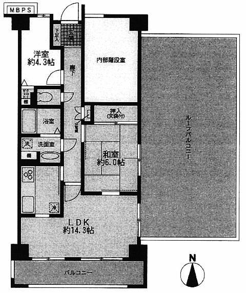 Floor plan. 2LDK, Price 23,900,000 yen, Occupied area 61.35 sq m , Balcony area 10.2 sq m