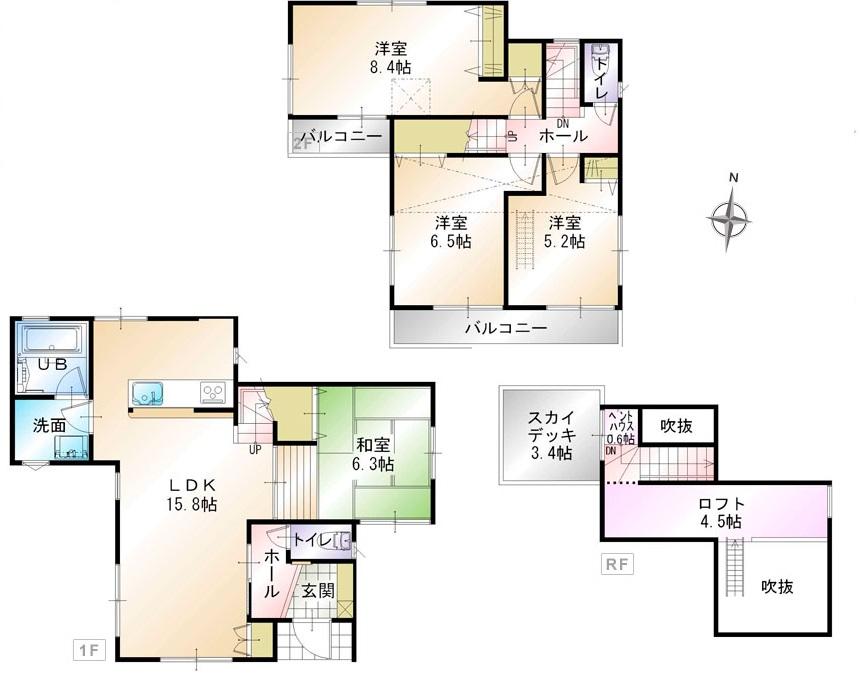 Floor plan. (A Building), Price 43,800,000 yen, 4LDK, Land area 125.1 sq m , Building area 98.36 sq m