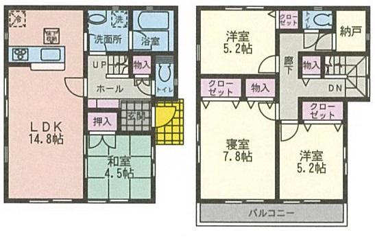 Floor plan. 29,800,000 yen, 4LDK, Land area 125.17 sq m , Building area 95.98 sq m