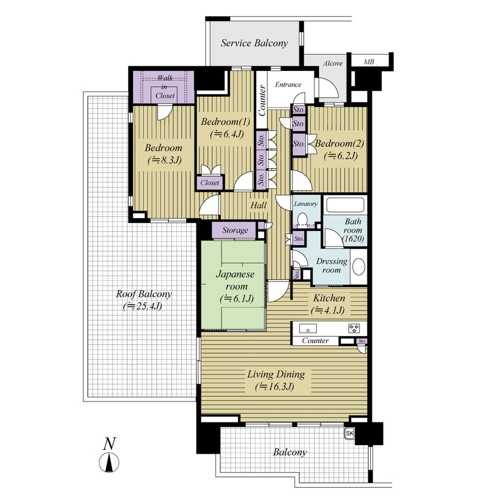 Floor plan. 4LDK, Price 59,800,000 yen, Footprint 111.55 sq m , Balcony area 14.1 sq m