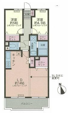 Floor plan. 2LDK, Price 13.8 million yen, Footprint 53.3 sq m