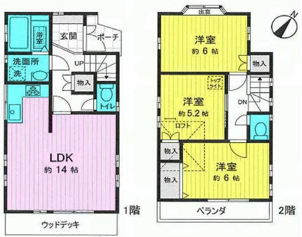 Floor plan. 26,800,000 yen, 3LDK, Land area 66.35 sq m , Building area 76.42 sq m