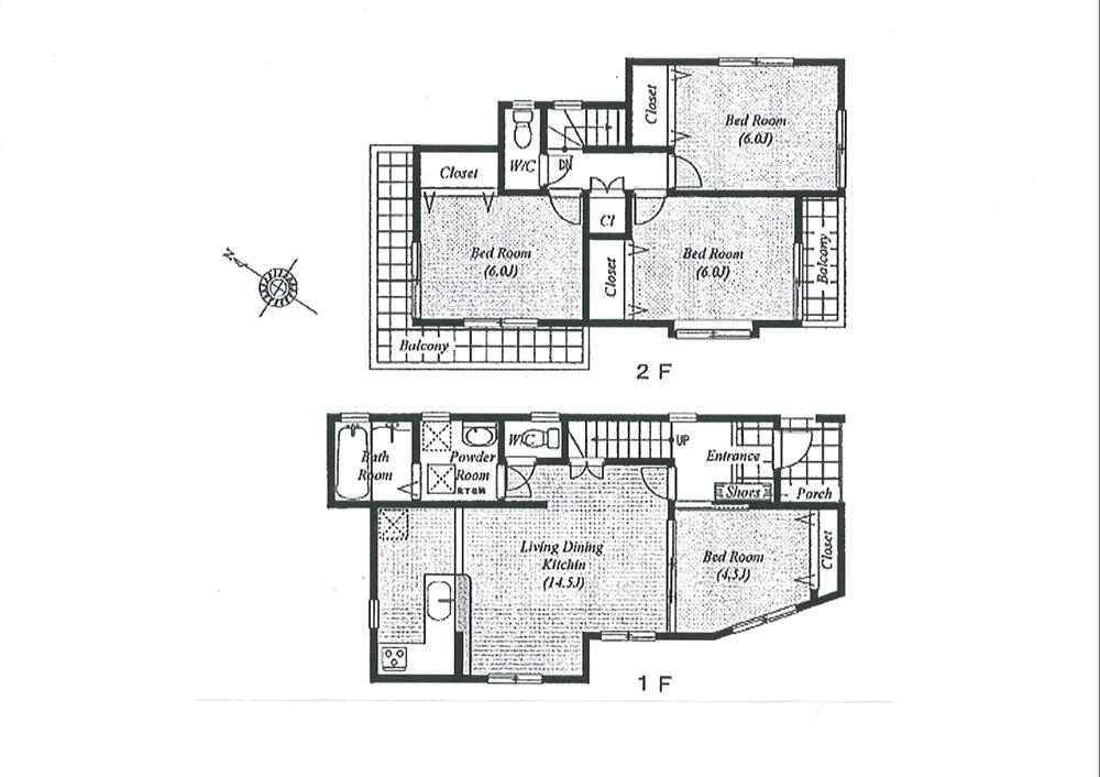 Floor plan. 33,800,000 yen, 4LDK, Land area 136.64 sq m , Building area 89.01 sq m floor plan 4LDK, 2 places balcony! 