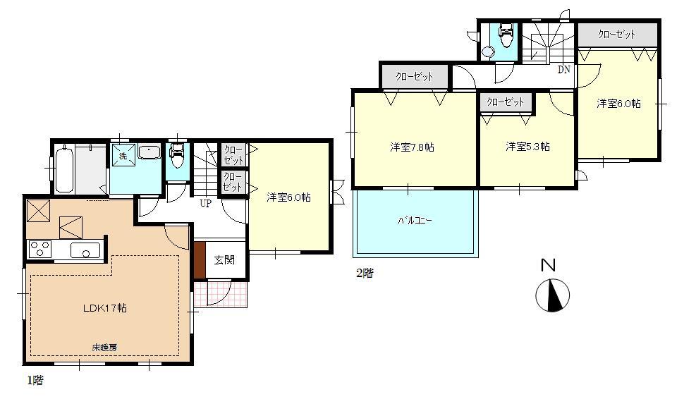 Floor plan. (14 Building), Price 54,800,000 yen, 4LDK, Land area 128.21 sq m , Building area 102.06 sq m