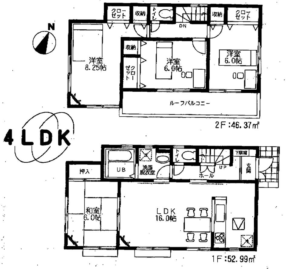 Floor plan. 36,800,000 yen, 4LDK, Land area 200.86 sq m , Building area 99.36 sq m