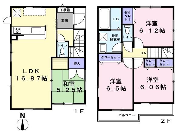Floor plan. (3 Building), Price 37,800,000 yen, 4LDK, Land area 125.45 sq m , Building area 89.42 sq m