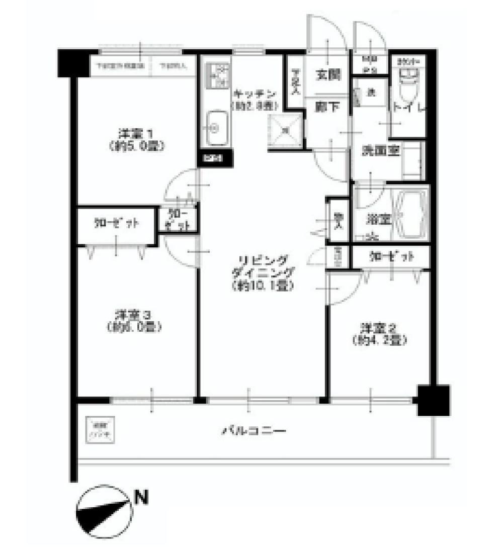 Floor plan. 3LDK, Price 21.9 million yen, Footprint 62.4 sq m , Balcony area 10 sq m