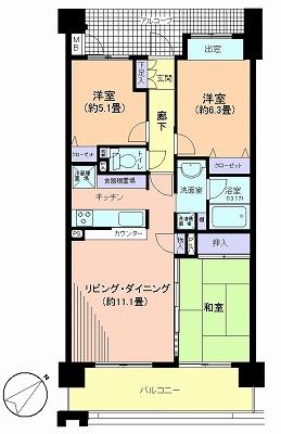 Floor plan. 3LDK, Price 28 million yen, Occupied area 68.04 sq m , Balcony area 11.34 sq m