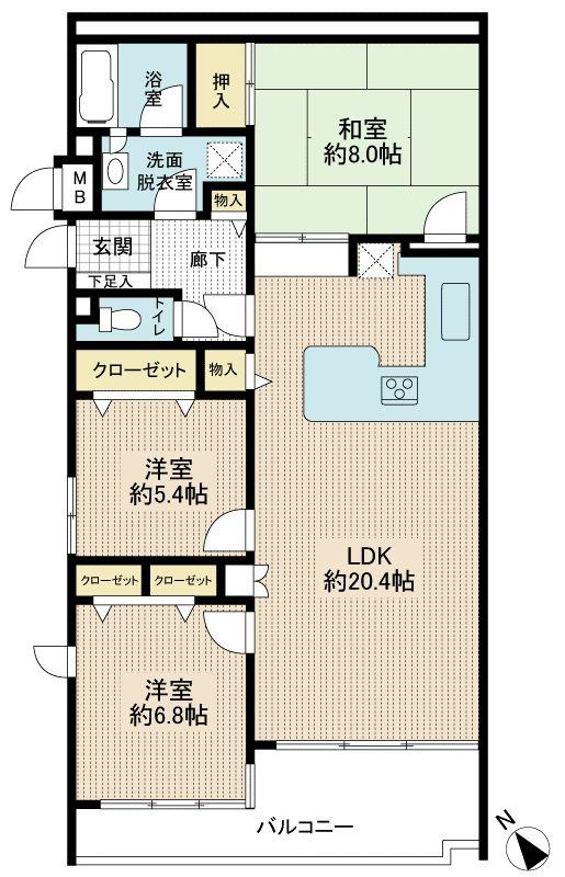 Floor plan. 3LDK, Price 19,800,000 yen, Occupied area 89.61 sq m , Balcony area 10.31 sq m floor plan