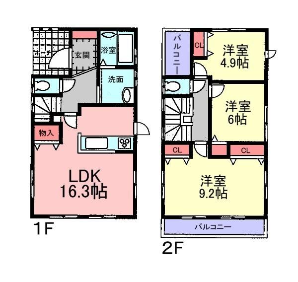 Floor plan. (B Building), Price 28,950,000 yen, 3LDK, Land area 104.56 sq m , Building area 82.83 sq m