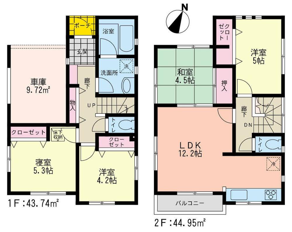 Floor plan. 26,800,000 yen, 4LDK, Land area 85.37 sq m , 4LDK of building area 88.69 sq m built-in garage