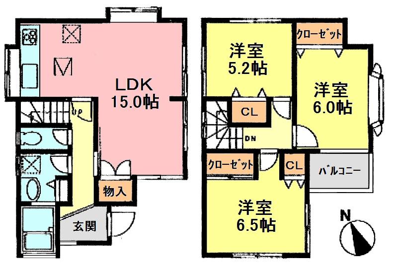 Floor plan. 21,800,000 yen, 3LDK, Land area 136.42 sq m , Building area 80.32 sq m floor plan