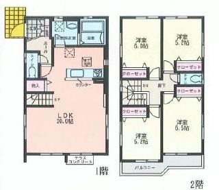 Floor plan. 47,800,000 yen, 4LDK, Land area 141.16 sq m , Building area 141.16 sq m A Building
