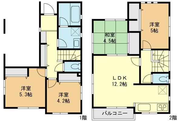 Floor plan. 26,800,000 yen, 4LDK, Land area 85.37 sq m , Building area 88.69 sq m floor plan