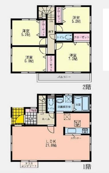 Floor plan. 49,800,000 yen, 4LDK, Land area 123.12 sq m , Building area 101.85 sq m