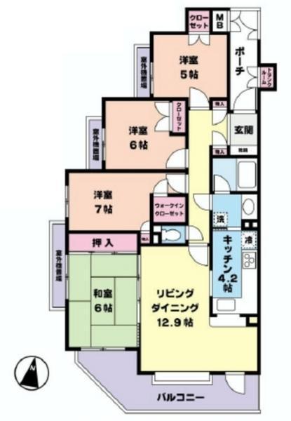 Floor plan. 3LDK, Price 31,800,000 yen, Occupied area 95.74 sq m , Balcony area 12.19 sq m