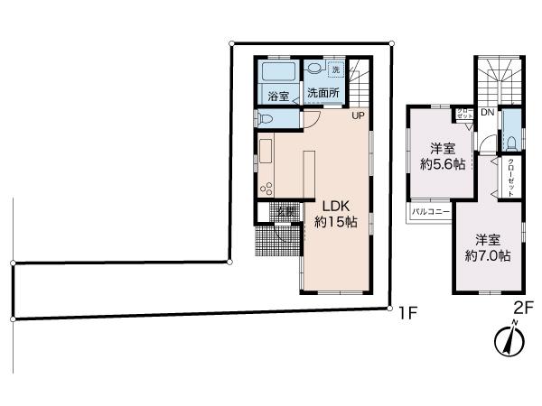Compartment view + building plan example. Building plan example, Land price 9.8 million yen, Land area 86.08 sq m building price 9.91 million yen (tax included) Wooden colonial 葺 2-story First floor 36.43 sq m Second floor 29.81 sq m total 66.24 sq m
