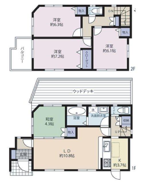 Floor plan. 34,900,000 yen, 4LDK, Land area 230.13 sq m , Building area 90.86 sq m