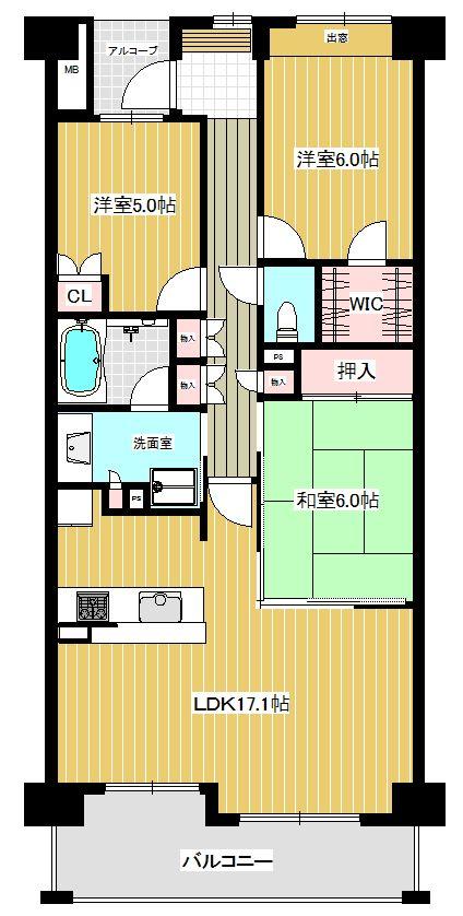 Floor plan. 3LDK, Price 29,800,000 yen, Occupied area 80.16 sq m , 3LDK beyond the balcony area 10.67 sq m easy-to-use 80 sq m