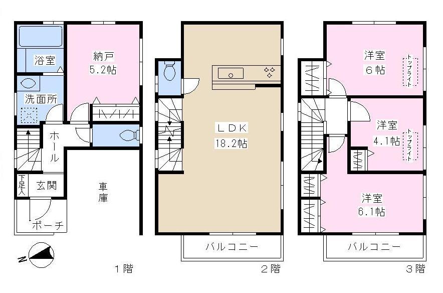 Floor plan. 29,800,000 yen, 3LDK + S (storeroom), Land area 58.98 sq m , Building area 105.57 sq m site (November 2013) Shooting