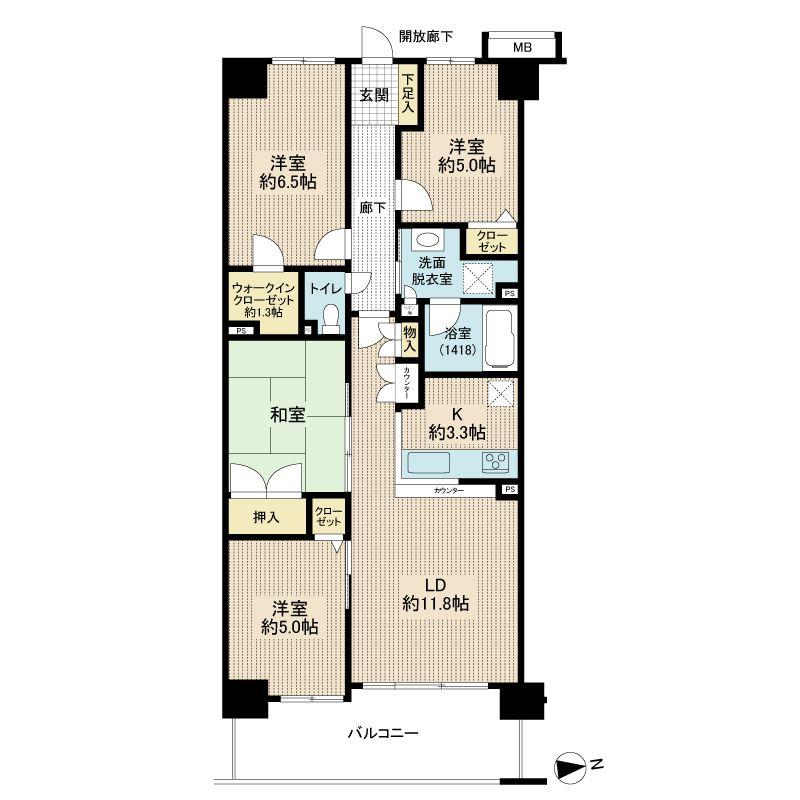 Floor plan. 4LDK, Price 29,800,000 yen, Occupied area 80.06 sq m , Balcony area 11.59 sq m floor plan