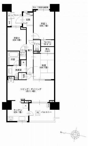 Floor plan. 3LDK, Price 39,900,000 yen, Occupied area 80.09 sq m , Balcony area 8.52 sq m floor plan