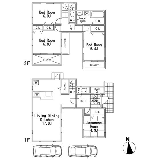 Floor plan. 39,800,000 yen, 4LDK, Land area 136.54 sq m , Building area 103.28 sq m