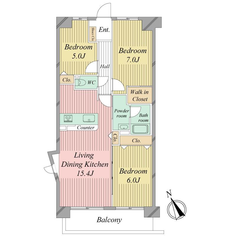 Floor plan. 3LDK, Price 24,900,000 yen, Footprint 70.8 sq m , Balcony area 8.25 sq m