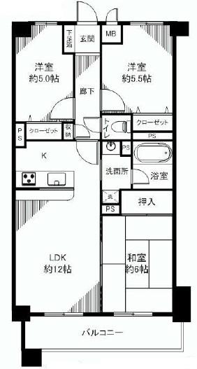 Floor plan. 3LDK, Price 22,900,000 yen, Footprint 63 sq m