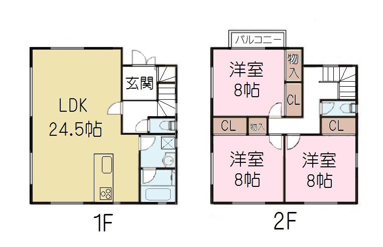 Floor plan. 50,800,000 yen, 3LDK, Land area 143.04 sq m , Building area 114.02 sq m new construction 3LDK is LDK of spacious 4.5 Pledge in face-to-face kitchen.