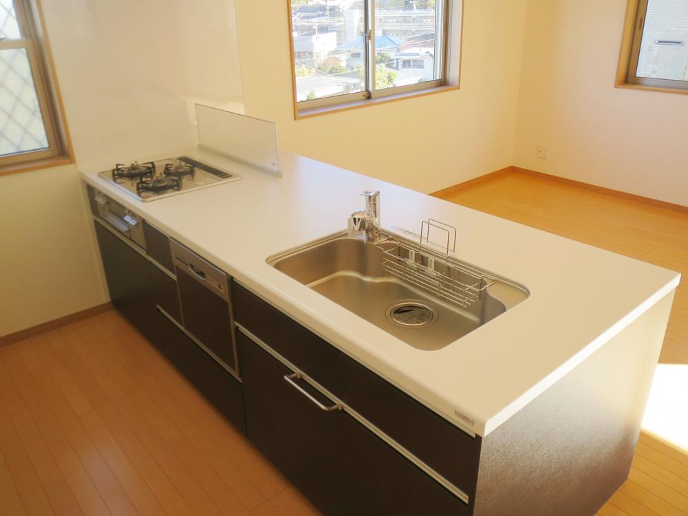 Kitchen. System kitchen with dishwasher It is an artificial marble counter