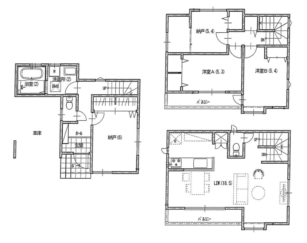 Floor plan. (Building 2), Price 41,300,000 yen, 4LDK, Land area 68.03 sq m , Building area 113.15 sq m