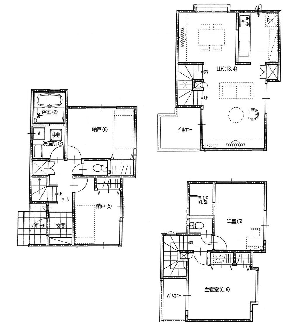 Floor plan. (3 Building), Price 38,500,000 yen, 4LDK, Land area 72.6 sq m , Building area 101.43 sq m