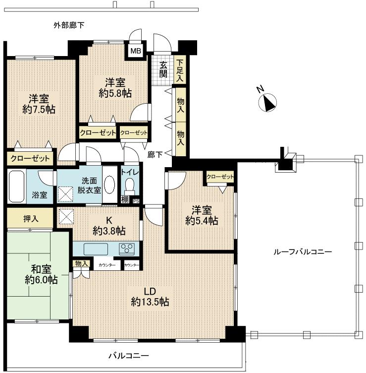 Floor plan. 4LDK, Price 27,700,000 yen, Occupied area 97.78 sq m , Balcony area 13.69 sq m floor plan