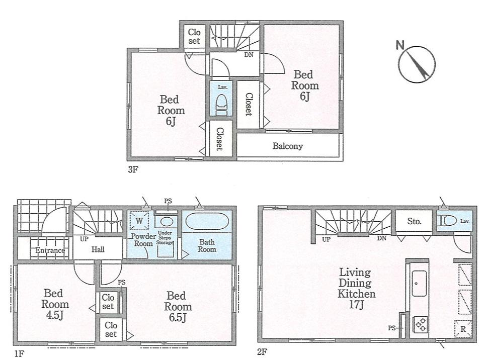 Floor plan. (1 Building), Price 34,800,000 yen, 4LDK, Land area 80.55 sq m , Building area 92.73 sq m