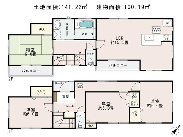 Floor plan. 31,958,000 yen, 4LDK, Land area 141.22 sq m , Building area 100.19 sq m