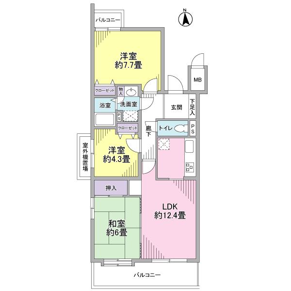 Floor plan. 3LDK, Price 21,800,000 yen, Occupied area 69.92 sq m , Balcony area 10.59 sq m 3LDK
