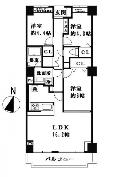 Floor plan. 3LDK, Price 23,900,000 yen, Occupied area 72.21 sq m , Balcony area 7.12 sq m