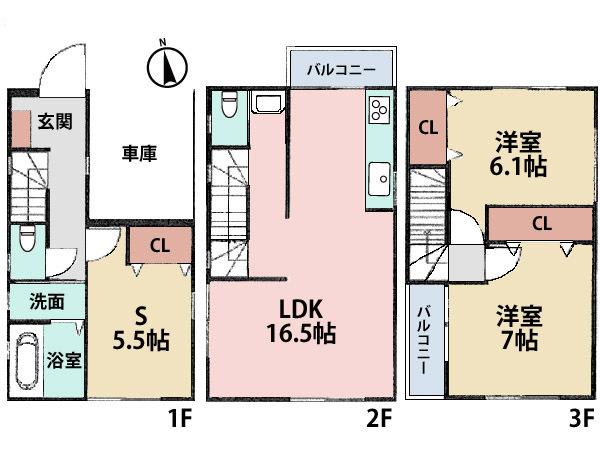 Floor plan. (A Building), Price 30,800,000 yen, 2LDK+S, Land area 54.2 sq m , Building area 94.34 sq m