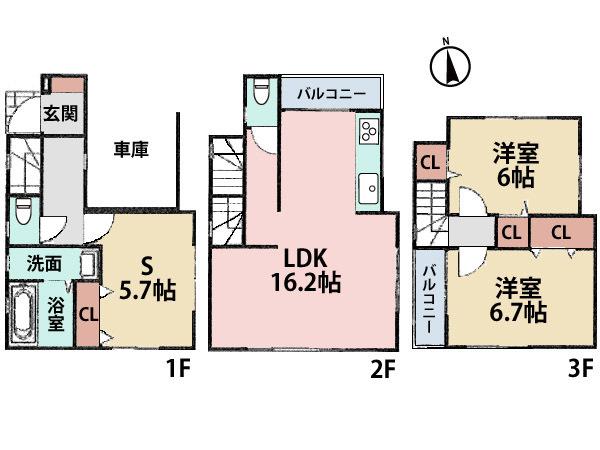 Floor plan. (C Building), Price 29,800,000 yen, 2LDK+S, Land area 53.08 sq m , Building area 91.86 sq m
