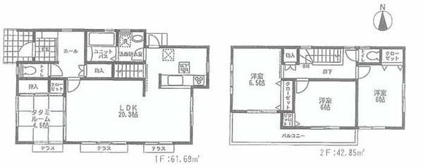 Floor plan. 41,850,000 yen, 4LDK, Land area 157.67 sq m , Building area 104.54 sq m