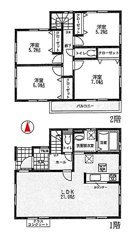 Floor plan. 49,800,000 yen, 4LDK, Land area 123.12 sq m , Building area 101.85 sq m