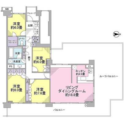 Floor plan. 4LD of about 118 sq m with a feeling of opening in three directions room ・ Floor plan of the K type